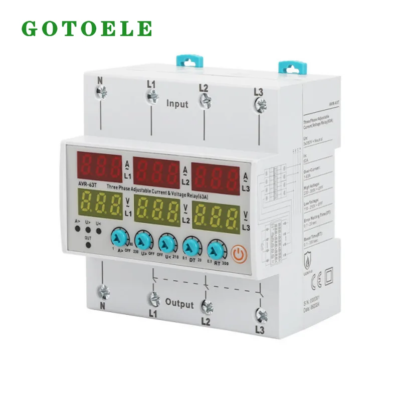 AVR-63T 3상 가변 전류 및 전압 보호 계전기